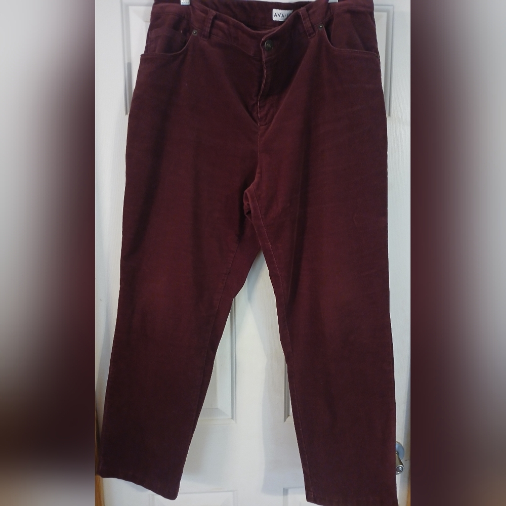 Ava & Viv Plus Size Women's Corduroy Plum Color Pants Size 18W